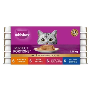 Whiskas Perfect Portions Paté Variety Pack Wet Cat Food, 24x75g