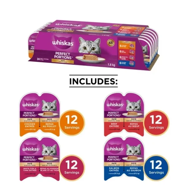 Whiskas Perfect Portions Paté Variety Pack Wet Cat Food, 24x75g - Image 3