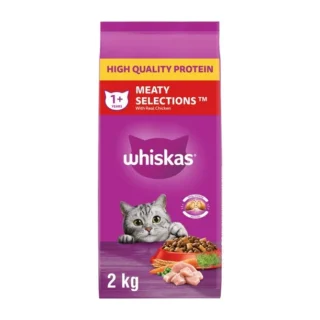 Whiskas Meaty Selections Chicken Natural Adult Dry Cat Food, 2kg